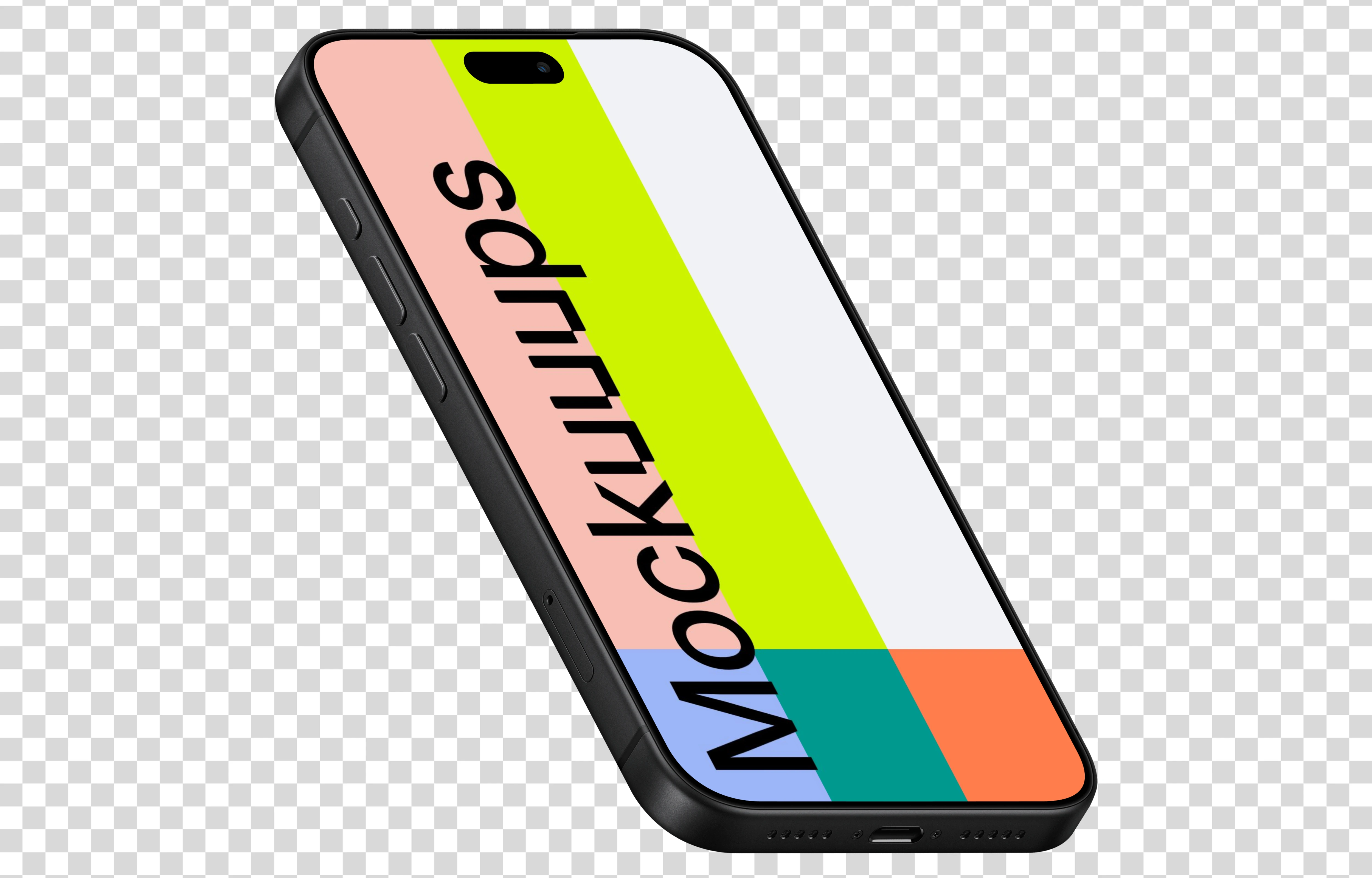Isometric iPhone 18 Pro Mockup (Semi Stand Left)