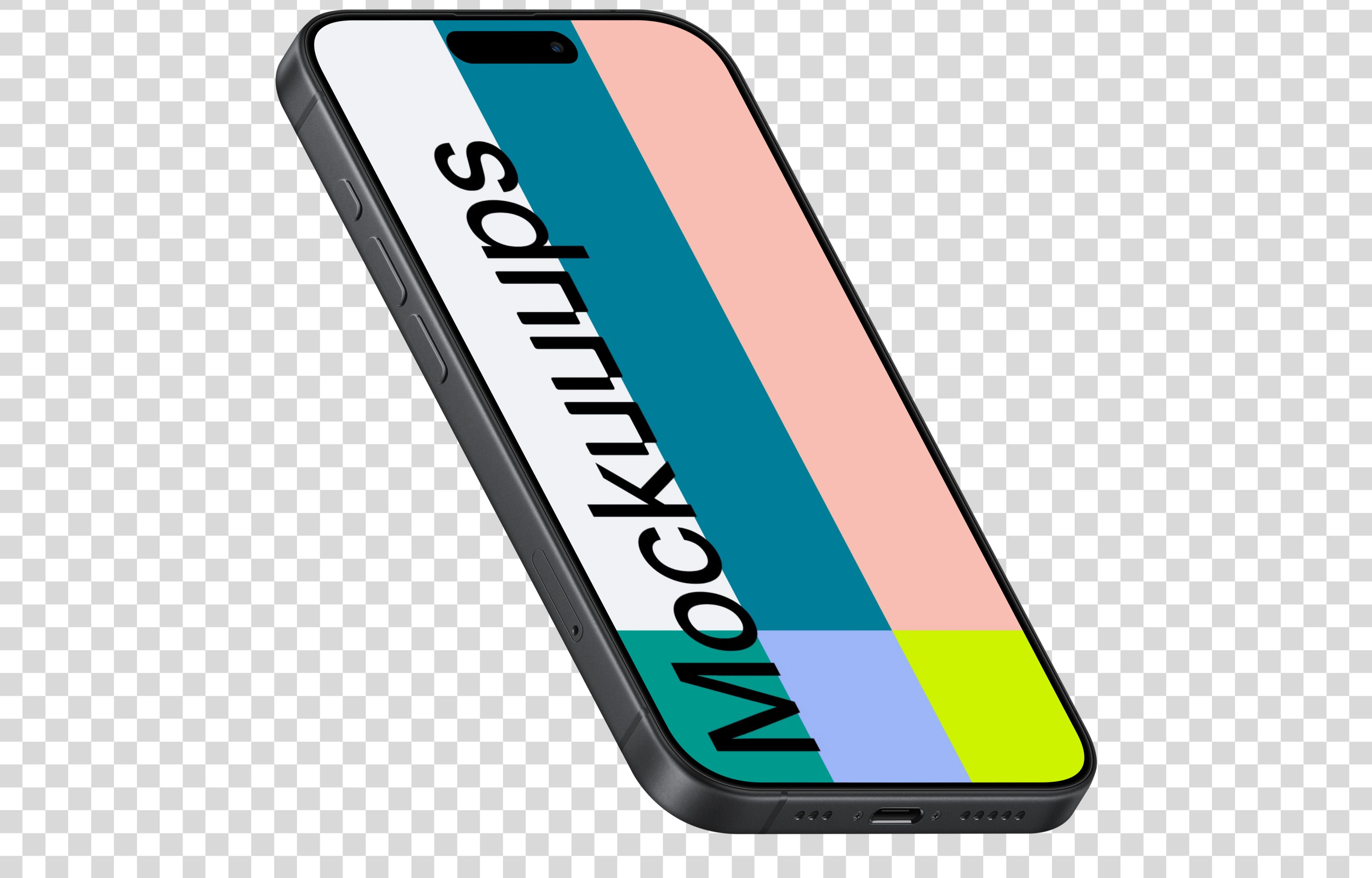 Isometric iPhone 17 Mockup (Semi Stand Left)