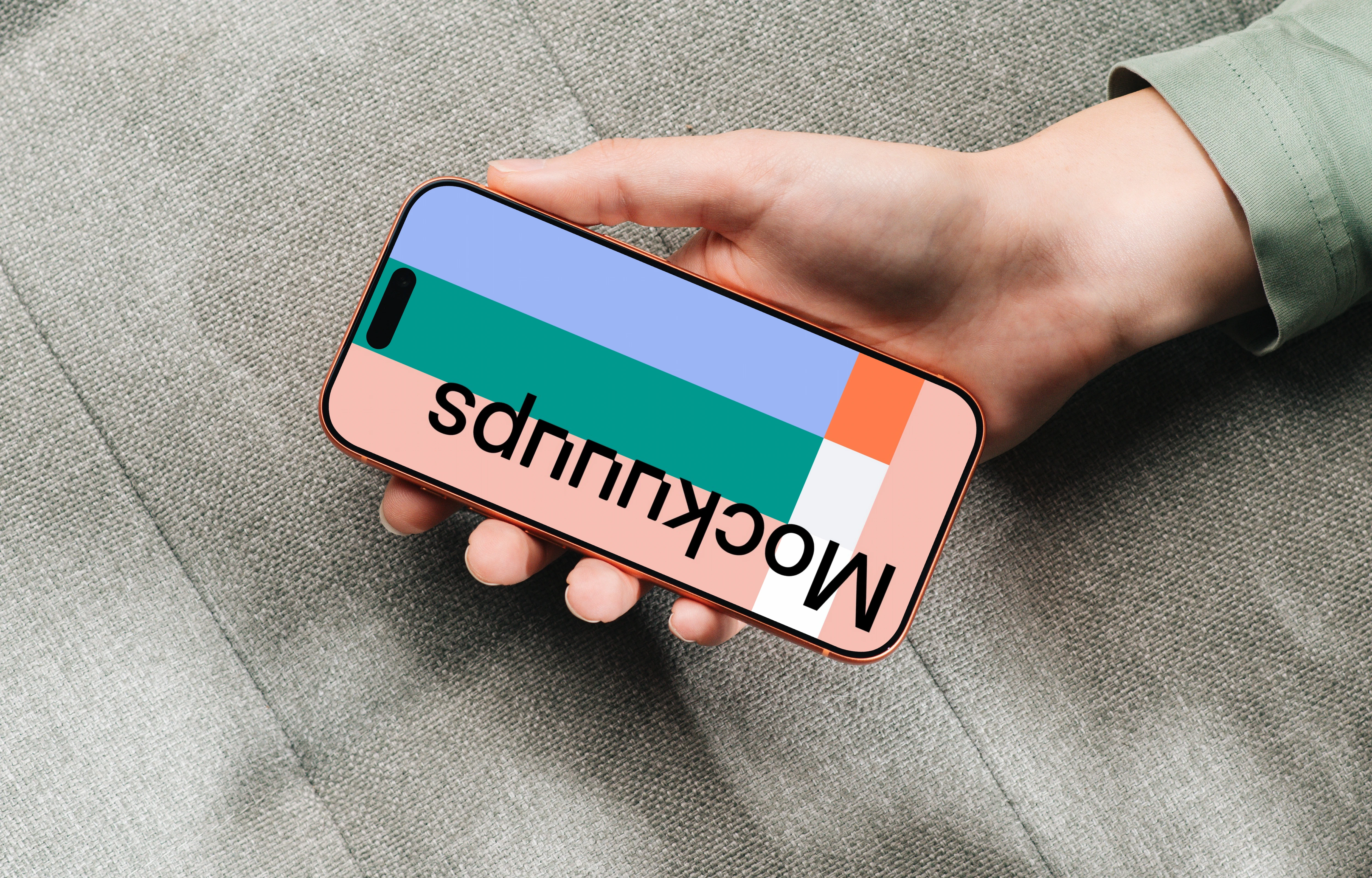 Woman holding iPhone 17 Pro mockup