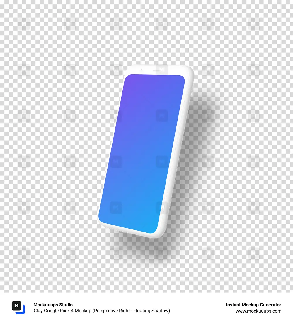 Clay Google Pixel 4 Mockup (Perspective Right - Floating Shadow)