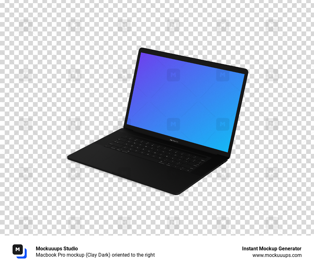 Macbook Pro mockup (Clay Dark) oriented to the right