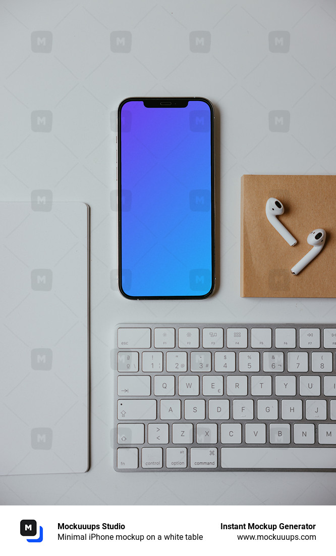 Minimal iPhone mockup on a white table