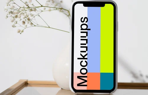 iPhone 12 mockup standing vertically