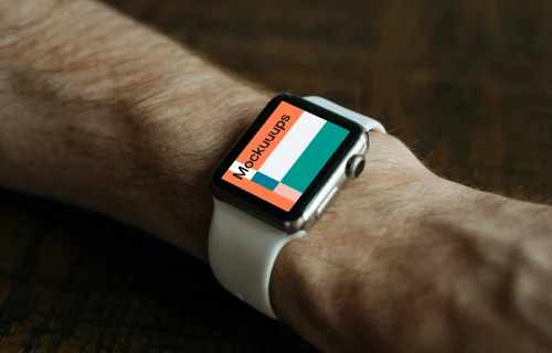Apple Watch mockup with white band