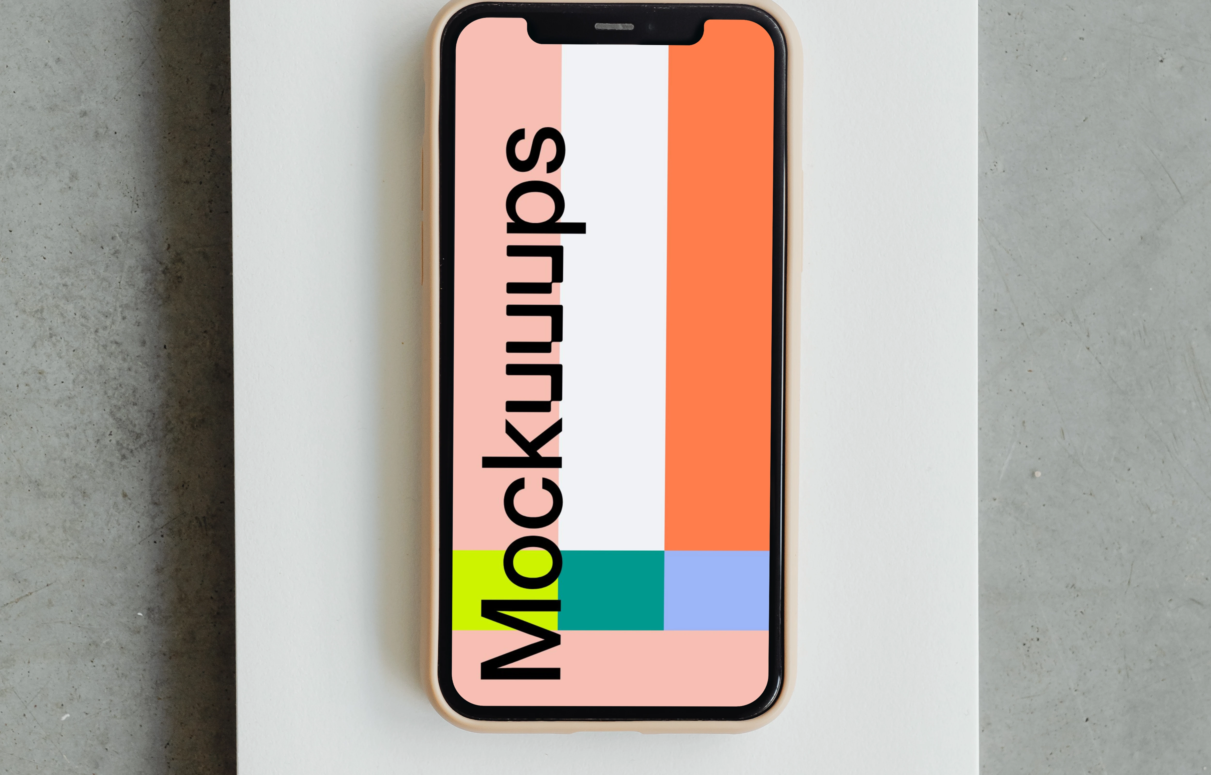 Minimal iPhone mockup on a jotter