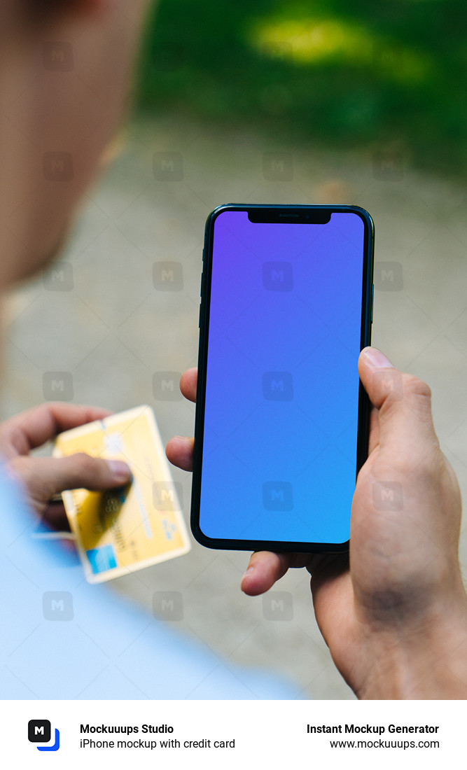 iPhone mockup with credit card