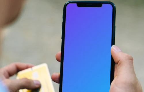 iPhone mockup with credit card