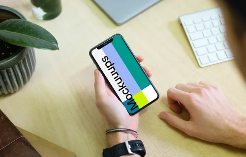 Man reading on iPhone 11 mockup