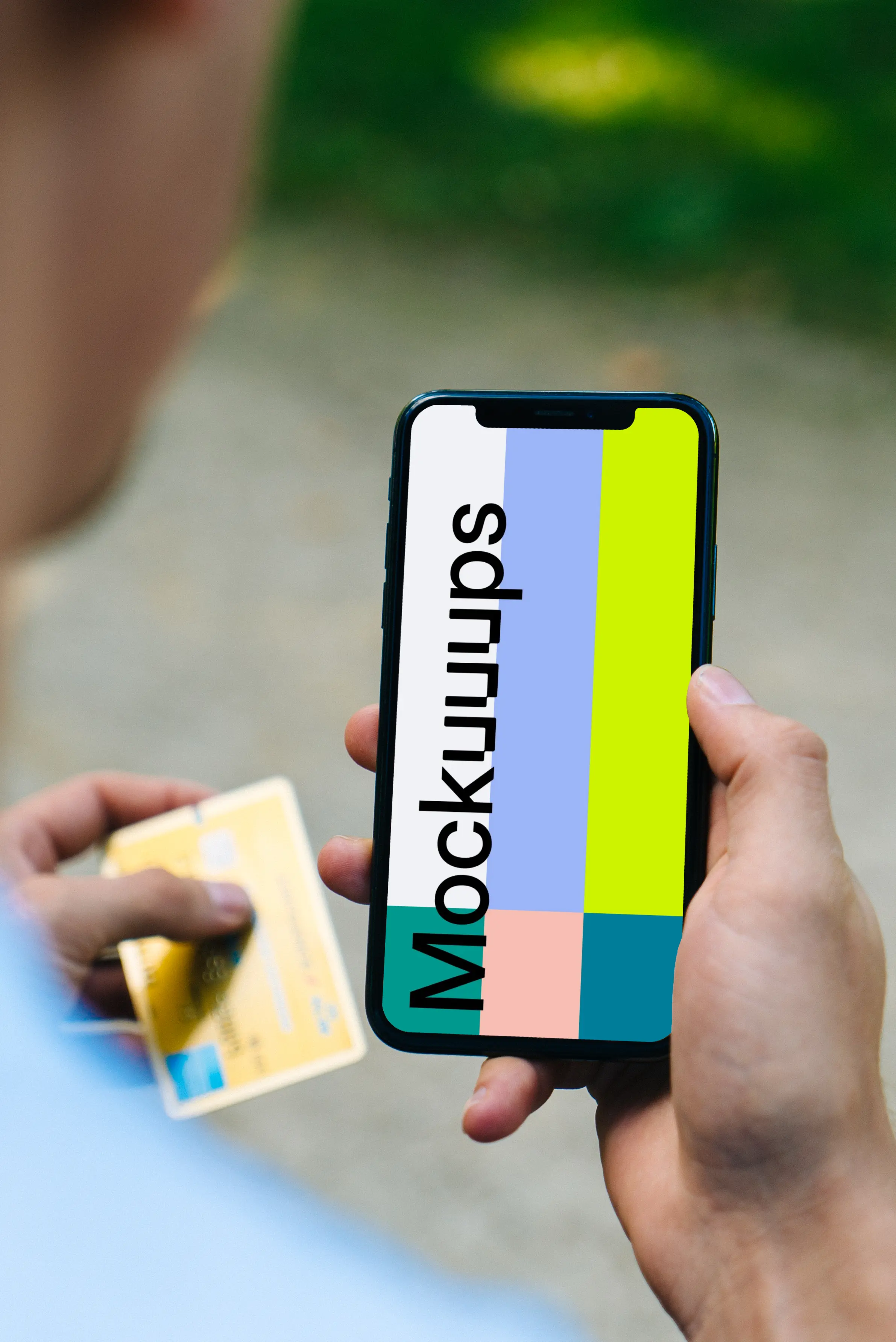 iPhone mockup with credit card
