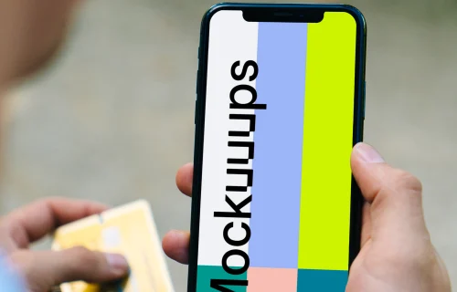 iPhone mockup with credit card