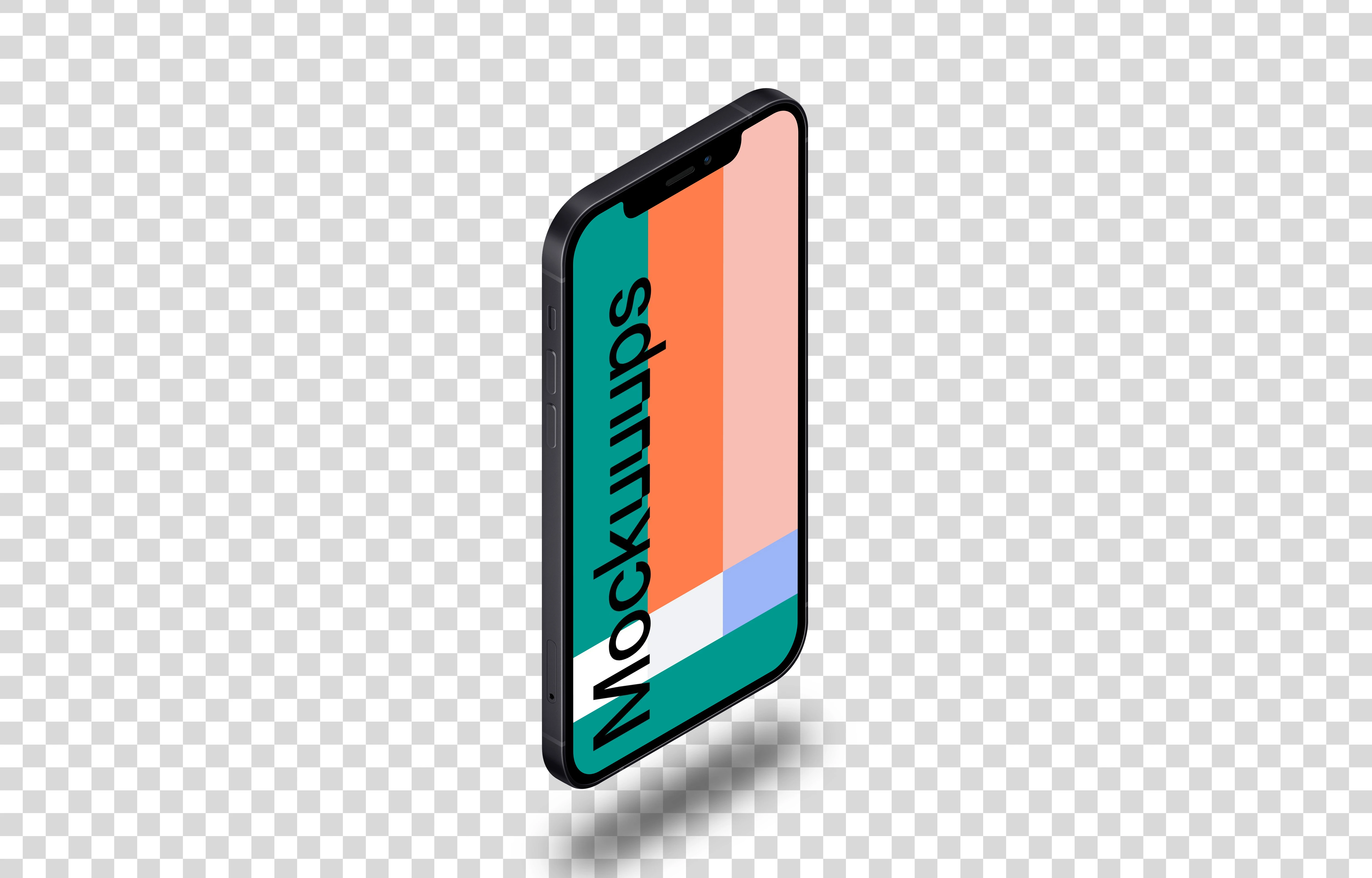 iPhone 12 Mockup (Isometric Stand Left - Floating Shadow)