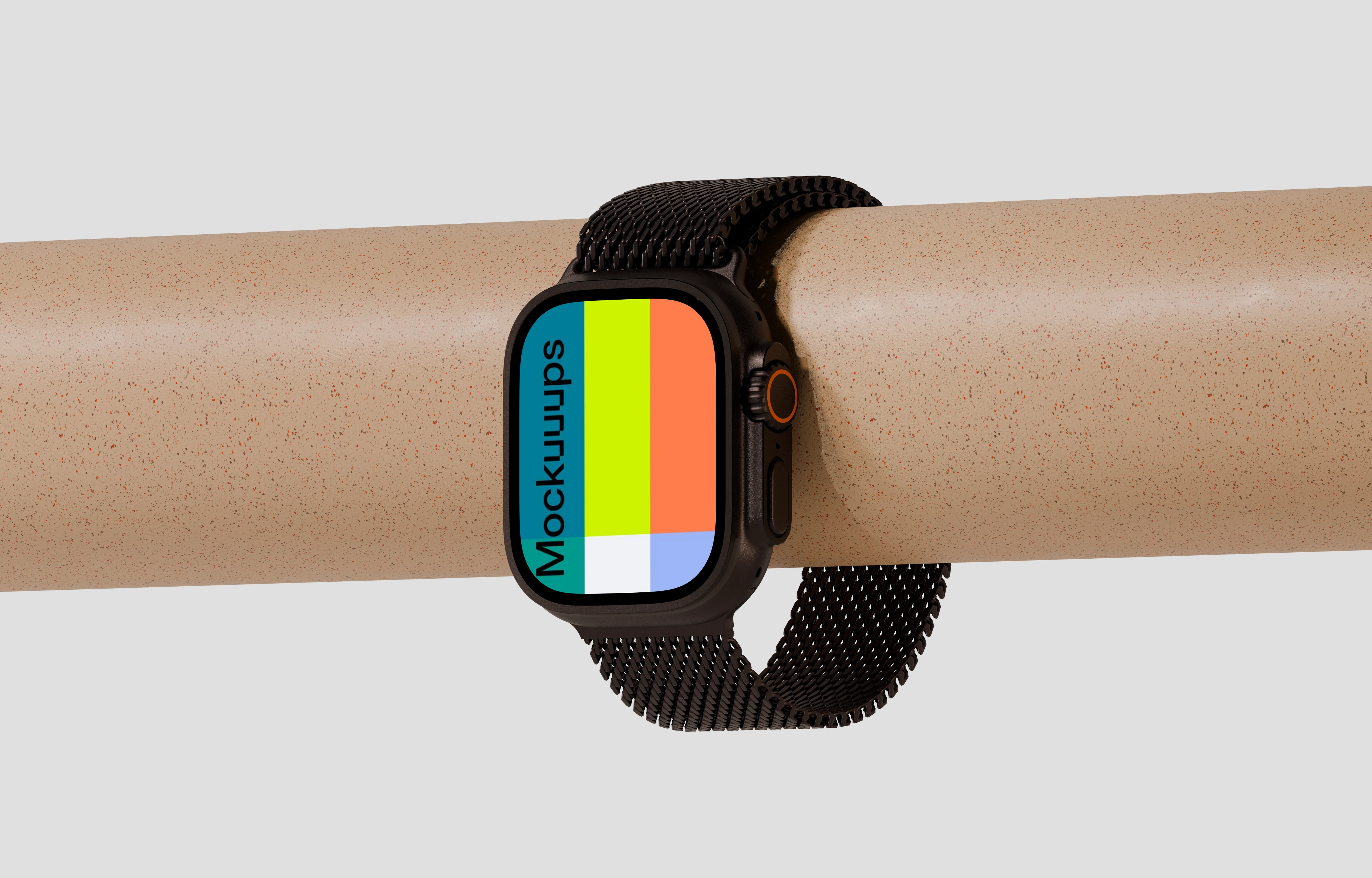 Apple Watch Ultra mockup on a textured bar