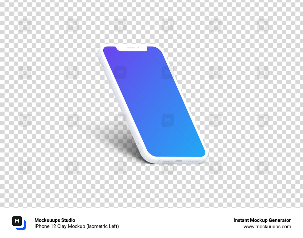 iPhone 12 Clay Mockup (Isometric Left)