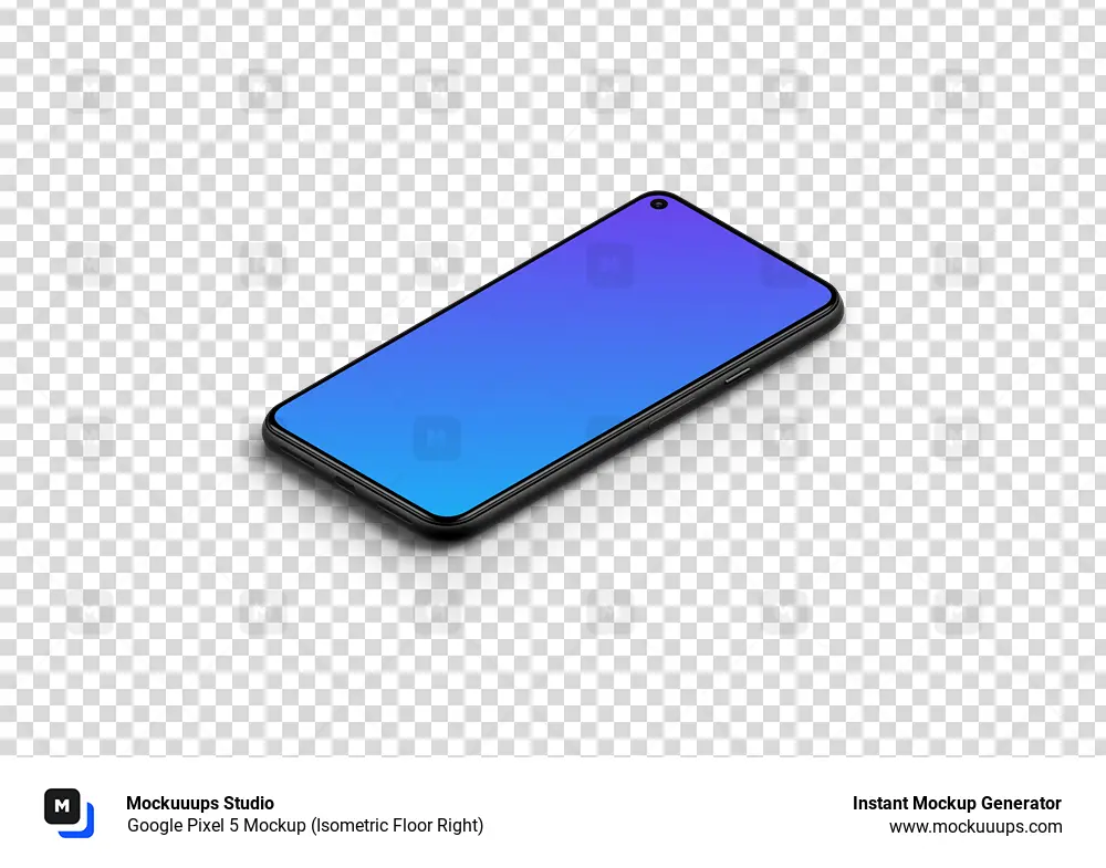 Google Pixel 5 Mockup (Isometric Floor Right)
