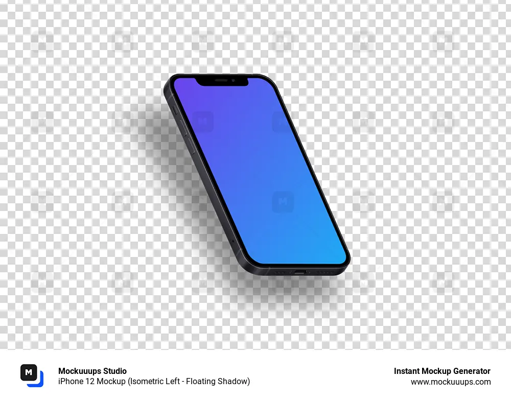 iPhone 12 Mockup (Isometric Left - Floating Shadow)