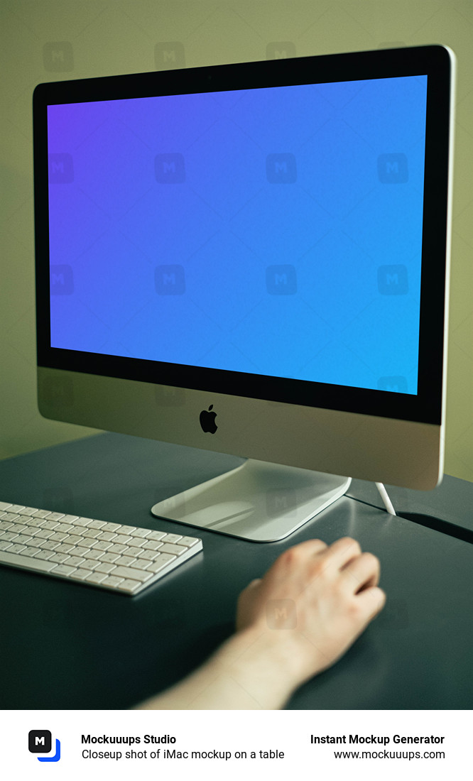 Closeup shot of iMac mockup on a table 