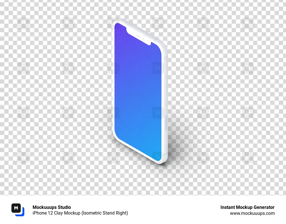iPhone 12 Clay Mockup (Isometric Stand Right)