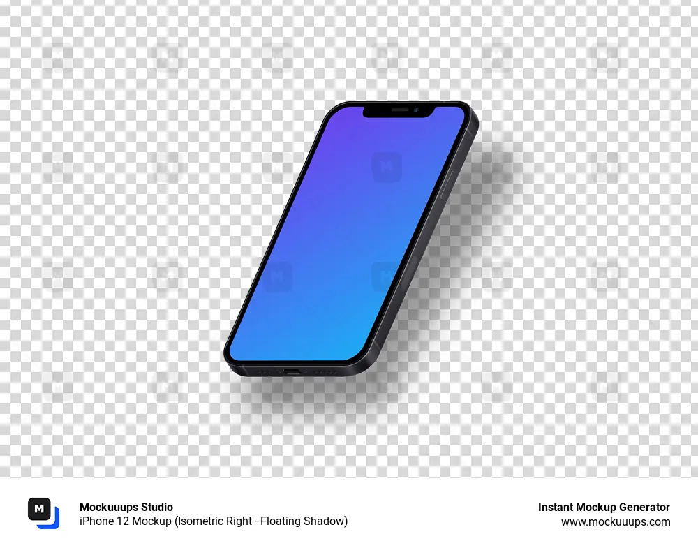 Download iPhone 12 Mockup (Isometric Right - Floating Shadow ...
