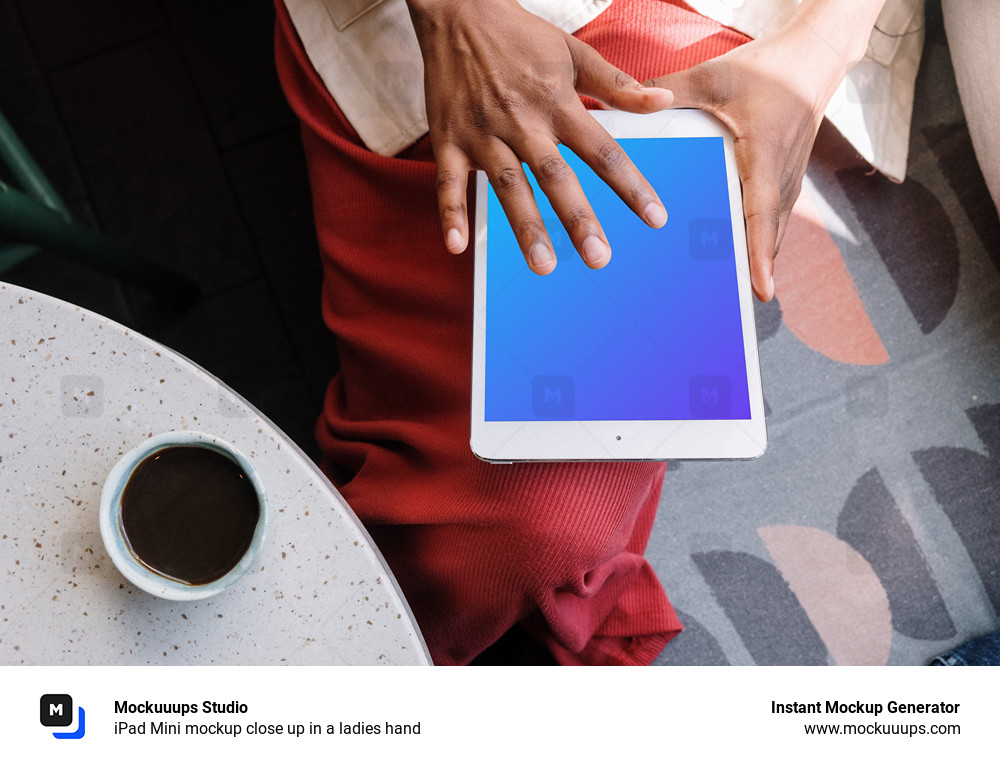iPad Mini mockup close up in a ladies hand