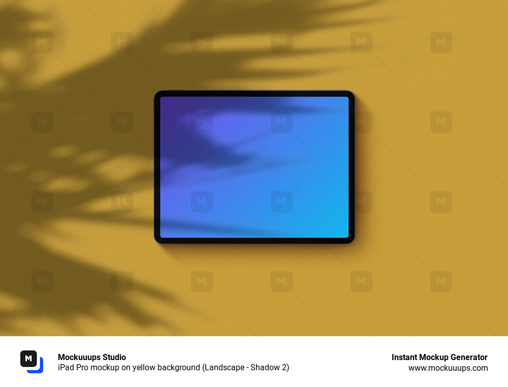 Download Ipad Pro Mockup On Yellow Background Landscape Shadow 2 Mockuuups Studio