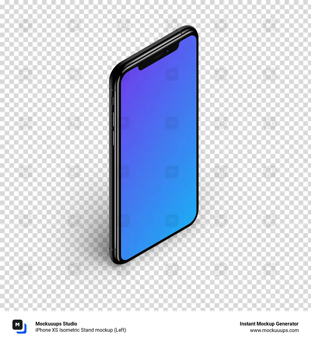 iPhone XS Isometric Stand mockup (Left) - Mockuuups Studio