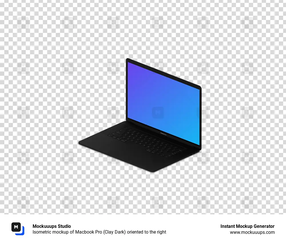 Download Isometric mockup of Macbook Pro (Clay Dark) oriented to the right - Mockuuups Studio