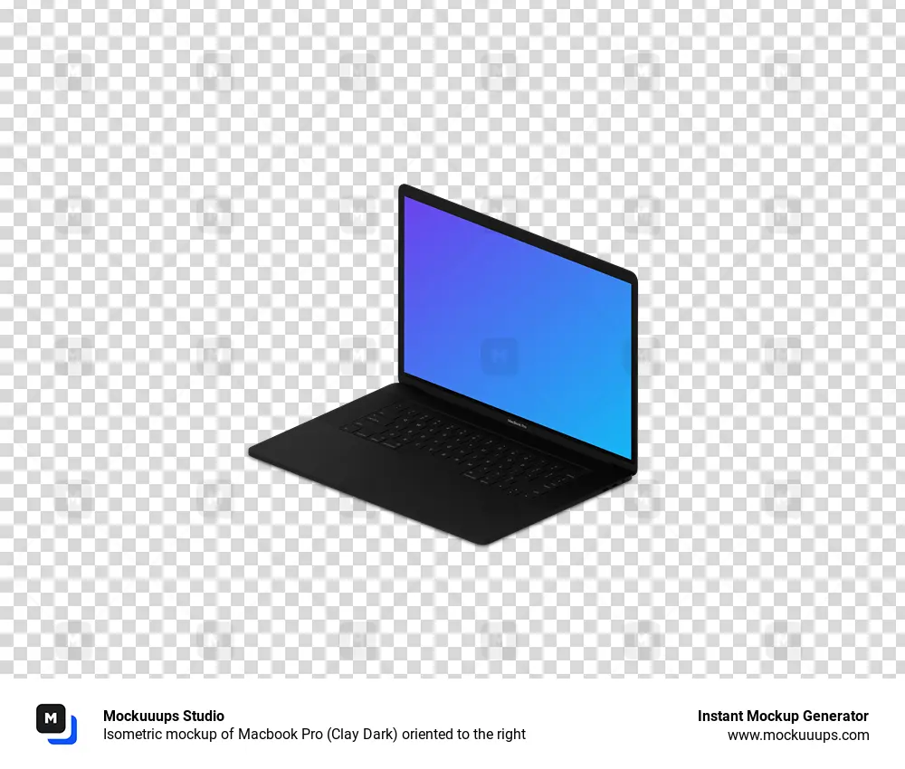 Download Isometric mockup of Macbook Pro (Clay Dark) oriented to ...