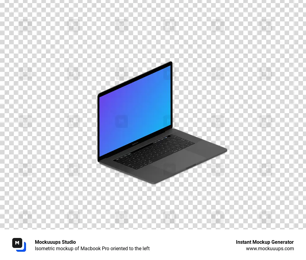 Download Isometric mockup of Macbook Pro oriented to the left - Mockuuups Studio