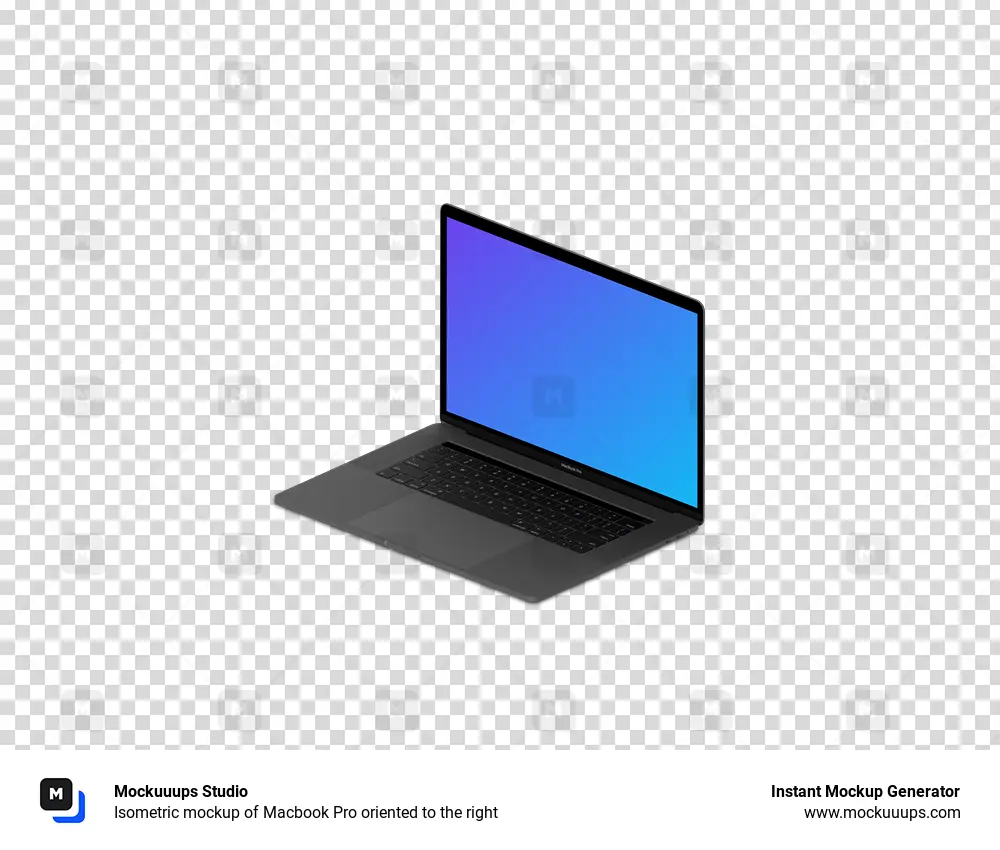 Download Isometric mockup of Macbook Pro oriented to the right - Mockuuups Studio