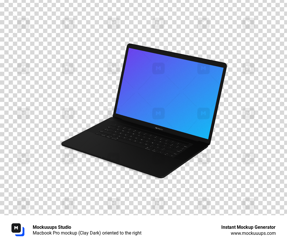 Download Macbook Pro mockup (Clay Dark) oriented to the right - Mockuuups Studio