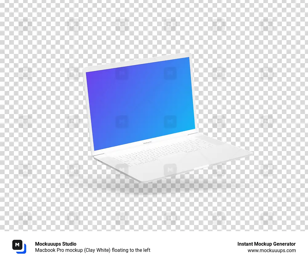 Download Macbook Pro mockup (Clay White) floating to the left - Mockuuups Studio