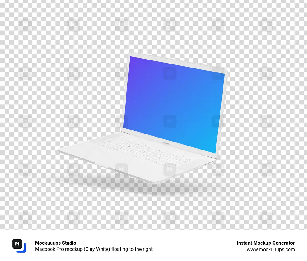 Download Macbook Pro mockup (Clay White) floating to the right - Mockuuups Studio