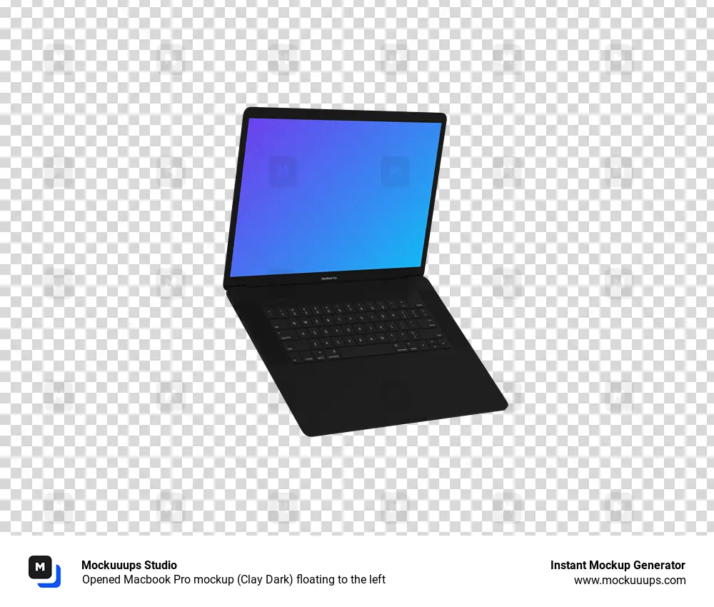 Download Opened Macbook Pro Mockup Clay Dark Floating To The Left Mockuuups Studio