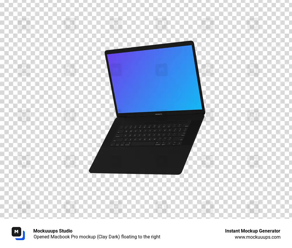 Download Opened Macbook Pro mockup (Clay Dark) floating to the right - Mockuuups Studio