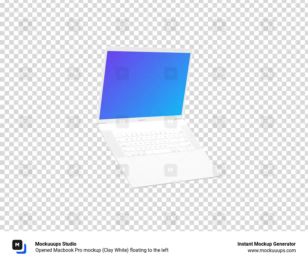Download Opened Macbook Pro mockup (Clay White) floating to the left - Mockuuups Studio