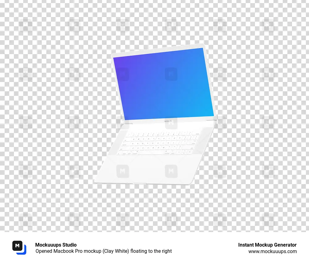 Download Opened Macbook Pro mockup (Clay White) floating to the right - Mockuuups Studio
