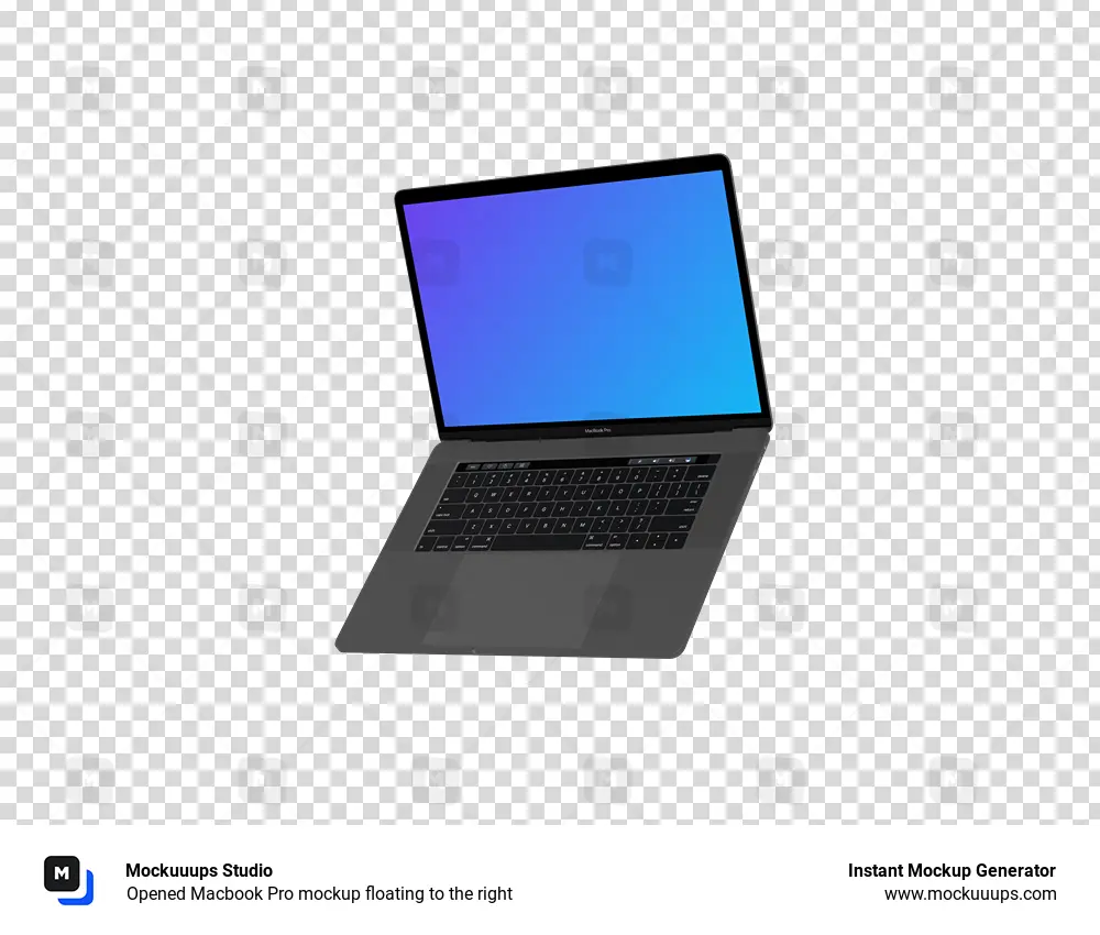 Download Opened Macbook Pro mockup floating to the right - Mockuuups Studio