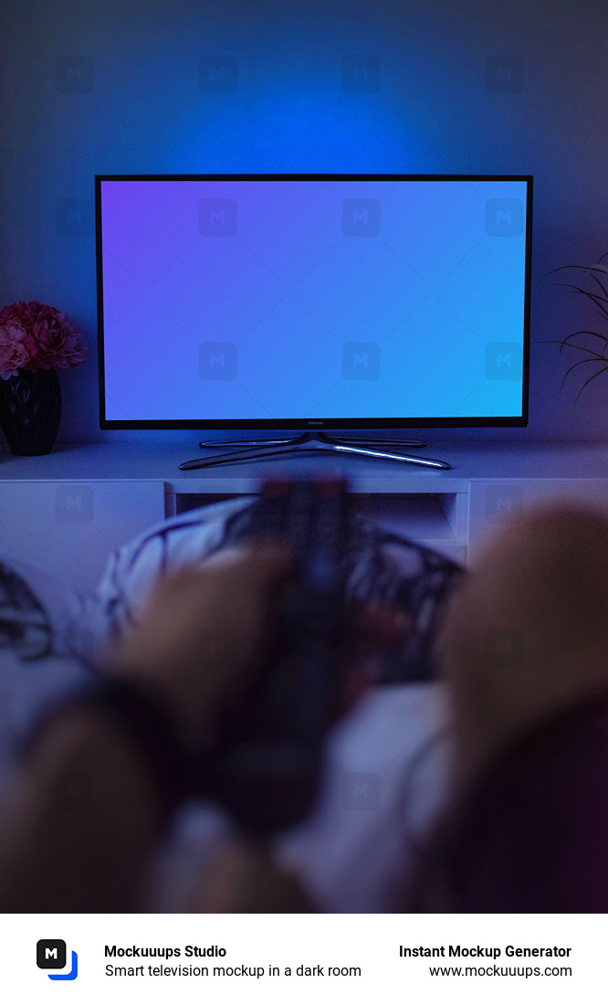 Smart television mockup in a dark room 