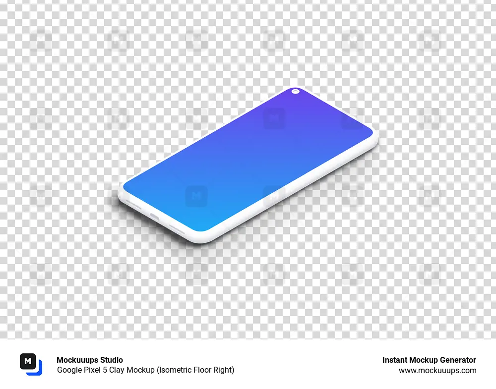 Google Pixel 5 Clay Mockup (Isometric Floor Right)