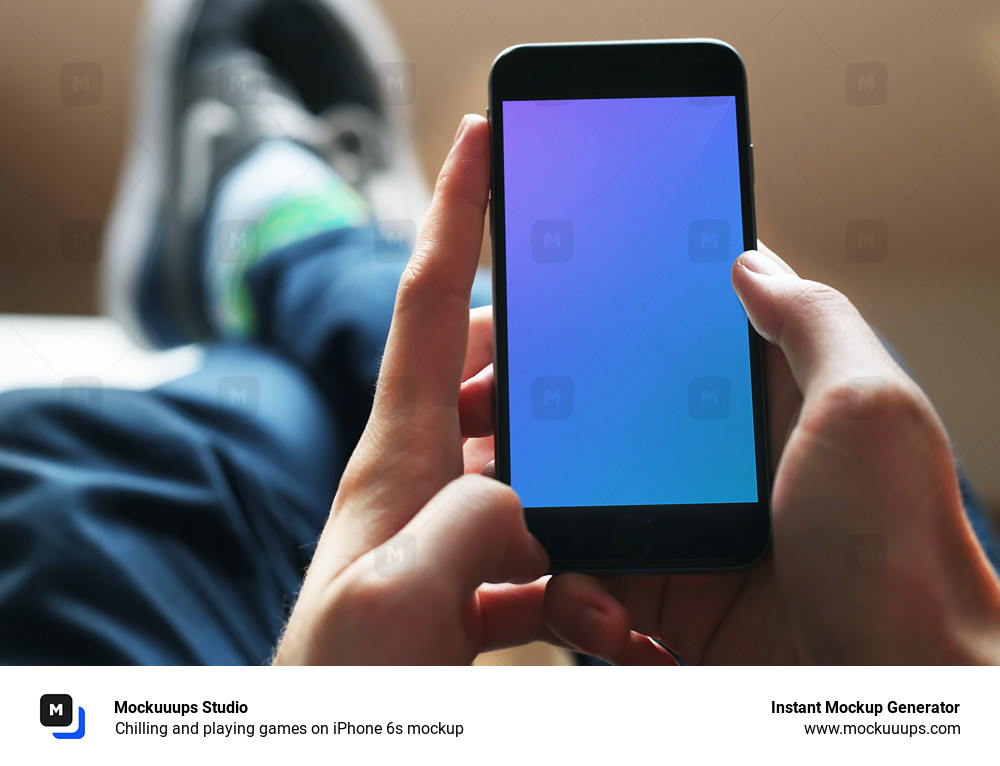 Chilling and playing games on iPhone 6s mockup