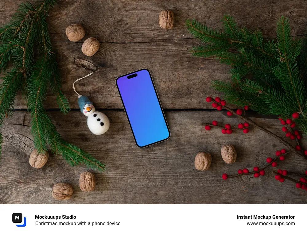 Christmas mockup with a phone device