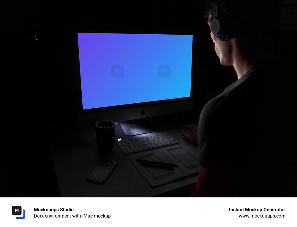 Dark environment with iMac mockup