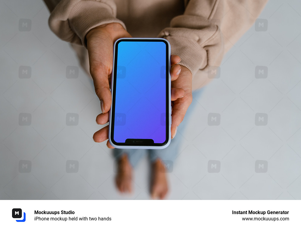iPhone mockup held with two hands