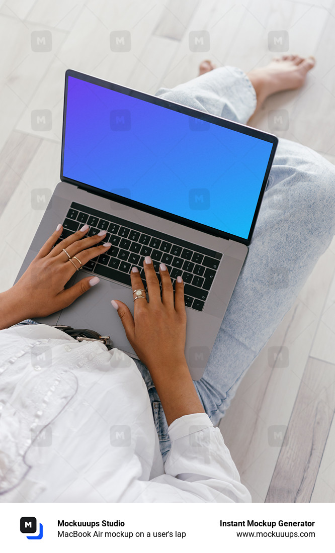 MacBook Air mockup on a user's lap