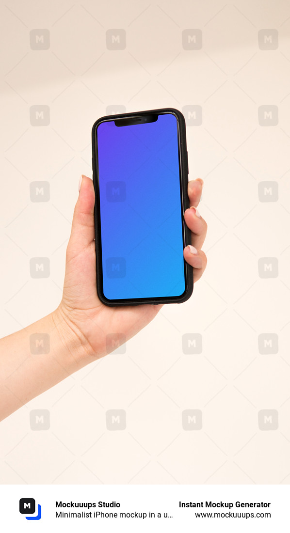 Minimalist iPhone mockup in a user’s hand