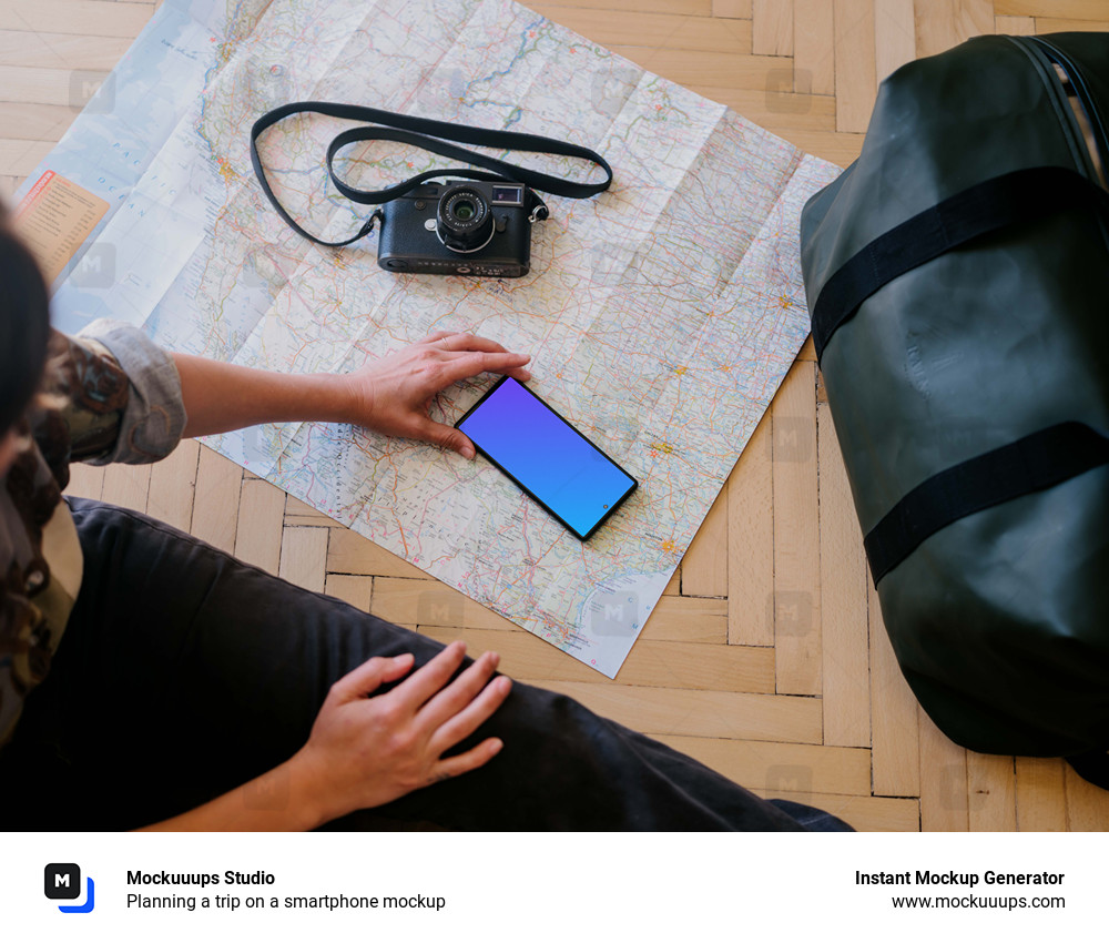Planning a trip on a smartphone mockup