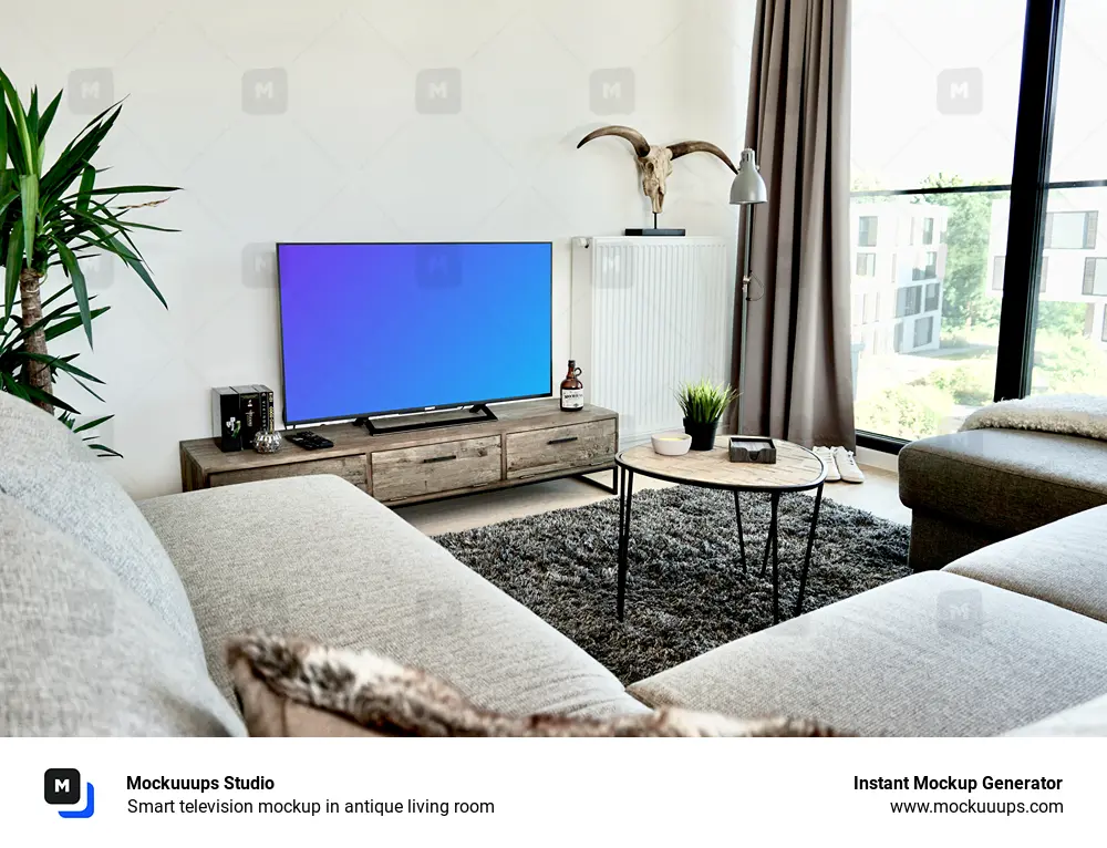 Smart television mockup in antique living room
