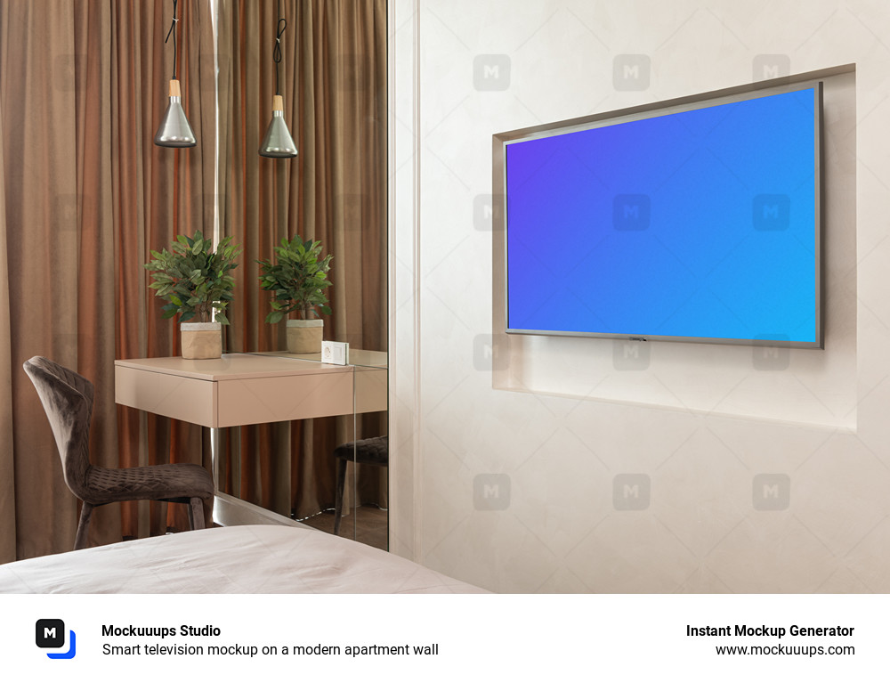 Smart television mockup on a modern apartment wall
