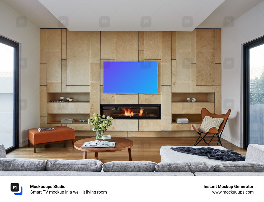 Smart TV mockup in a well-lit living room