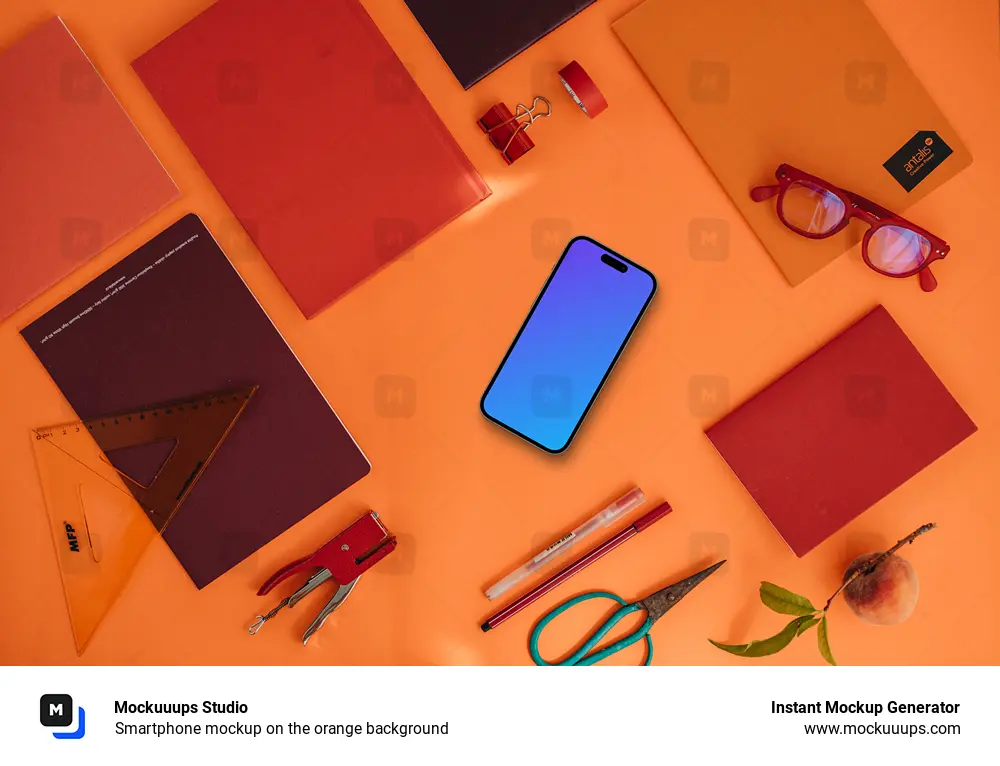 Smartphone mockup on the orange background